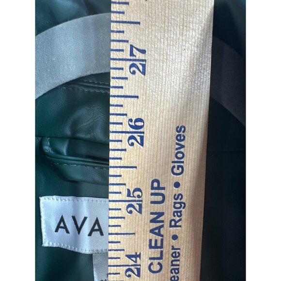 NWT Ava & Viv Womens Green Faux Leather Jacket 1X Asymmetrical Zip - Picture 6 of 6